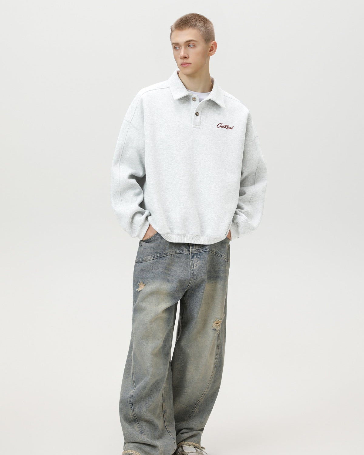 Oversized Embroidered Polo Sweater