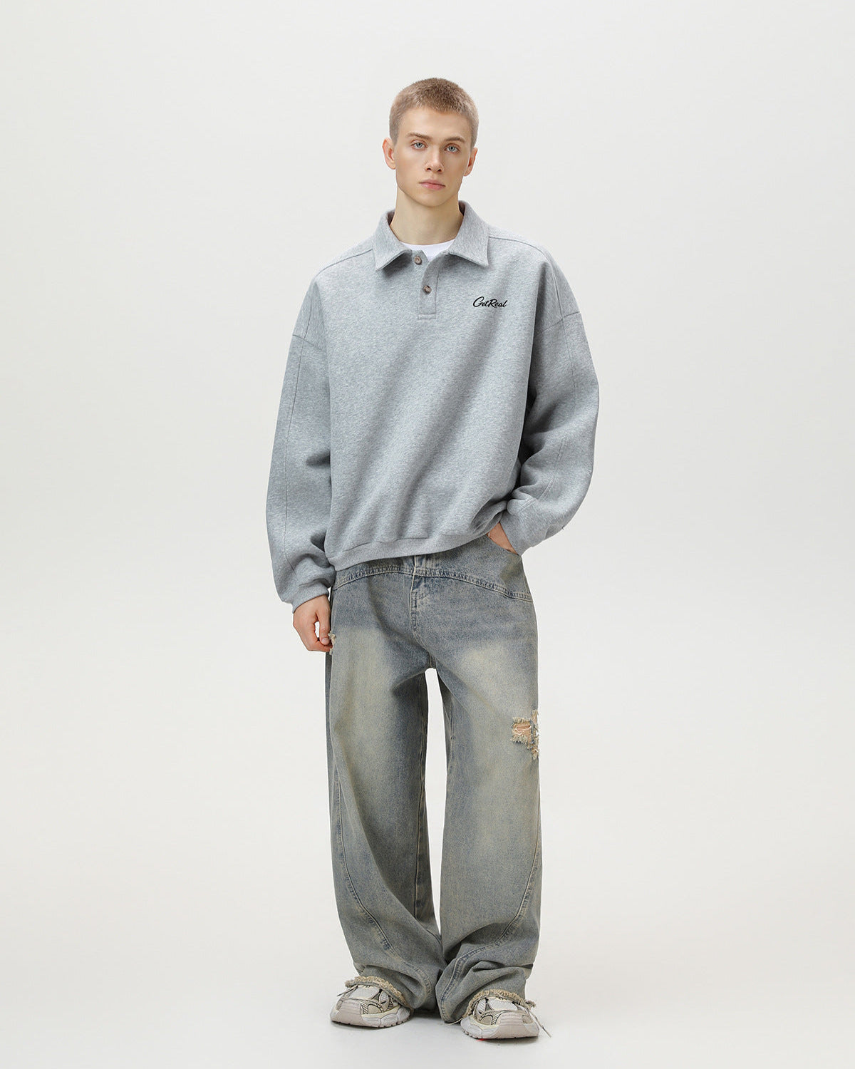 Oversized Embroidered Polo Sweater