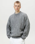 Oversized Cable-Knit Wool Blend Crewneck Sweater