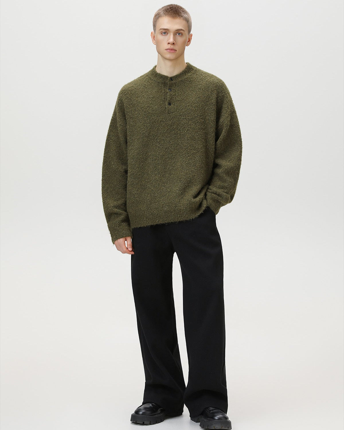 Heritage Wool Blend Oversized Polo Sweater – Classic
