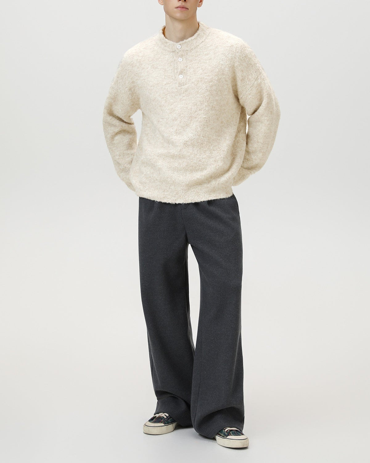 Heritage Wool Blend Oversized Polo Sweater – Classic