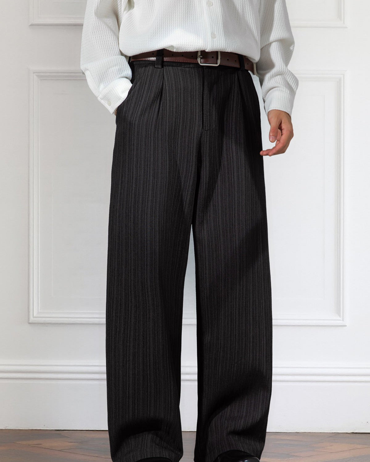 Etro Draped Striped Trousers for Men – Loose Pleated Fit