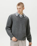 Wool Blend Collar V-Neck Knit Sweater – Smart