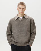 Wool Blend Collar V-Neck Knit Sweater – Smart