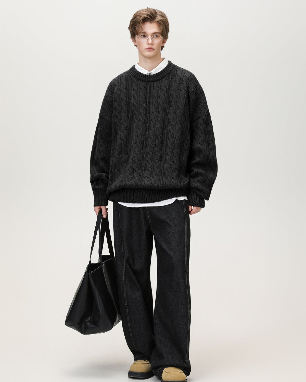 Men’s Cable Knit Sweater – Classic Warm Jumper