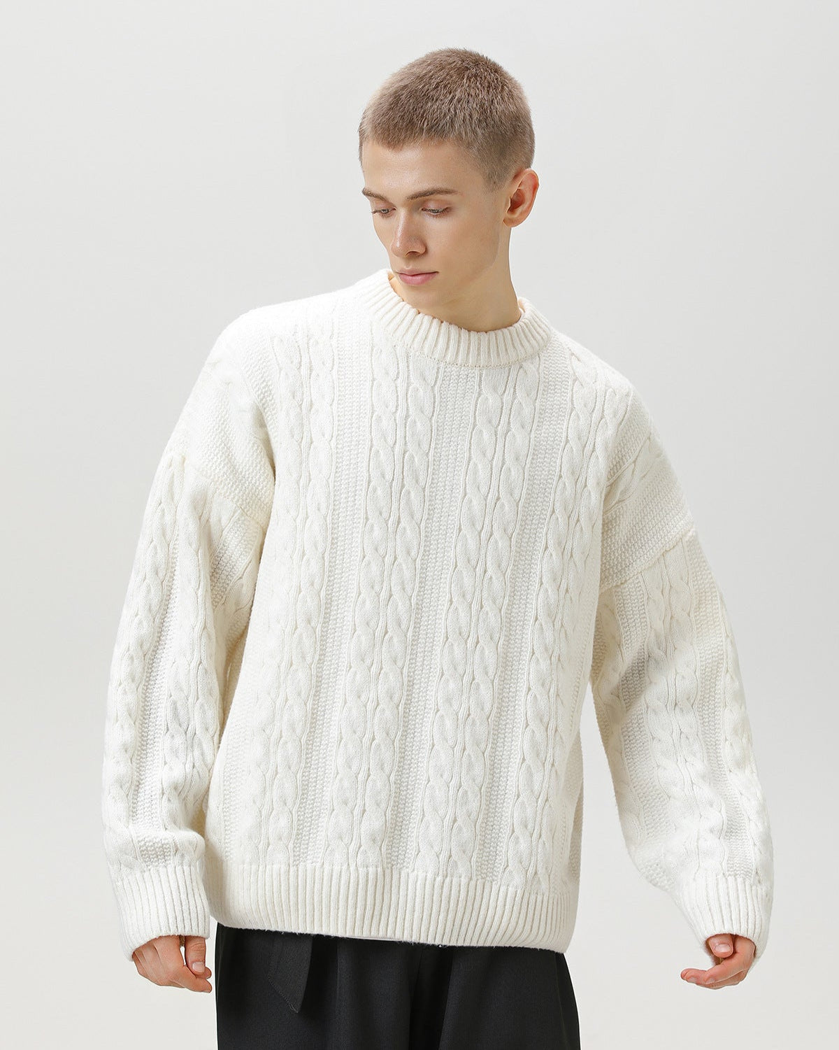 Men’s Cable Knit Sweater – Classic Warm Jumper