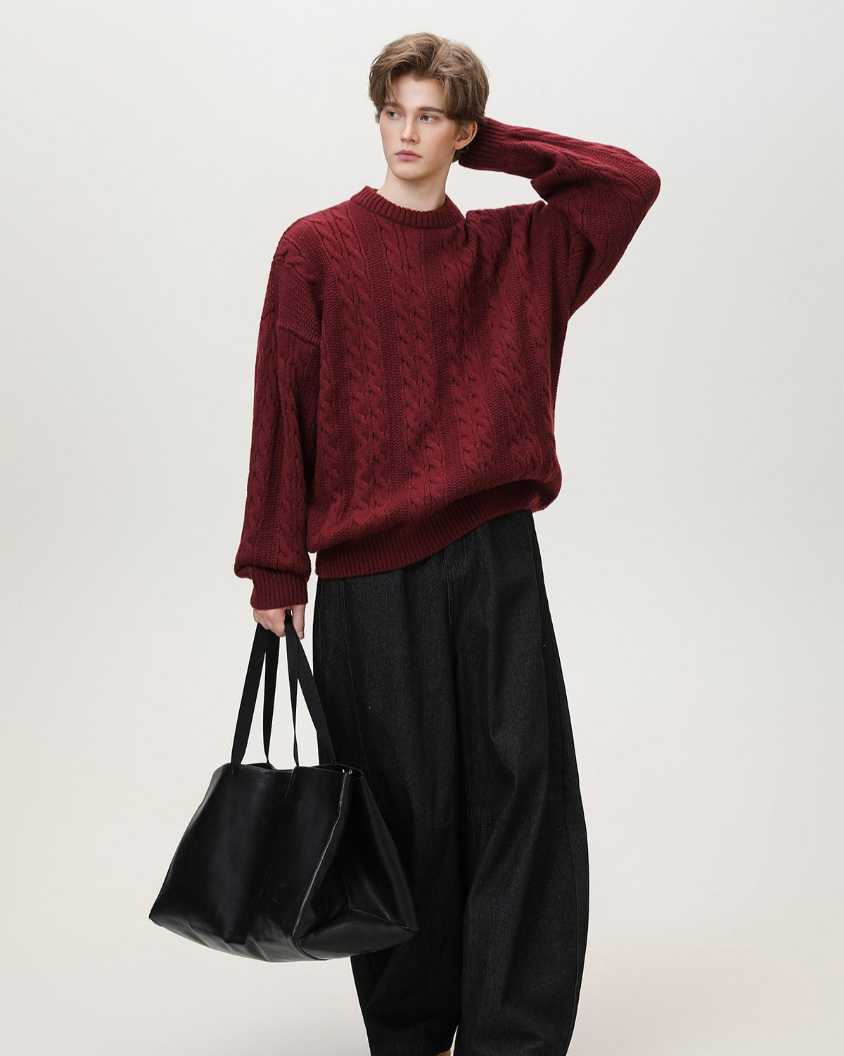 Men’s Cable Knit Sweater – Classic Warm Jumper