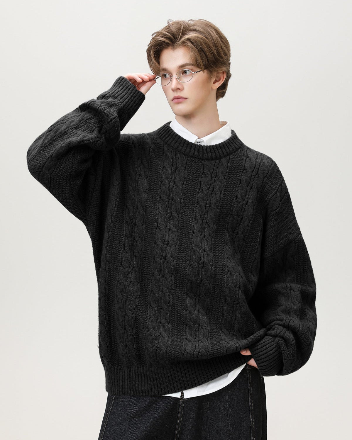 Men’s Cable Knit Sweater – Classic Warm Jumper