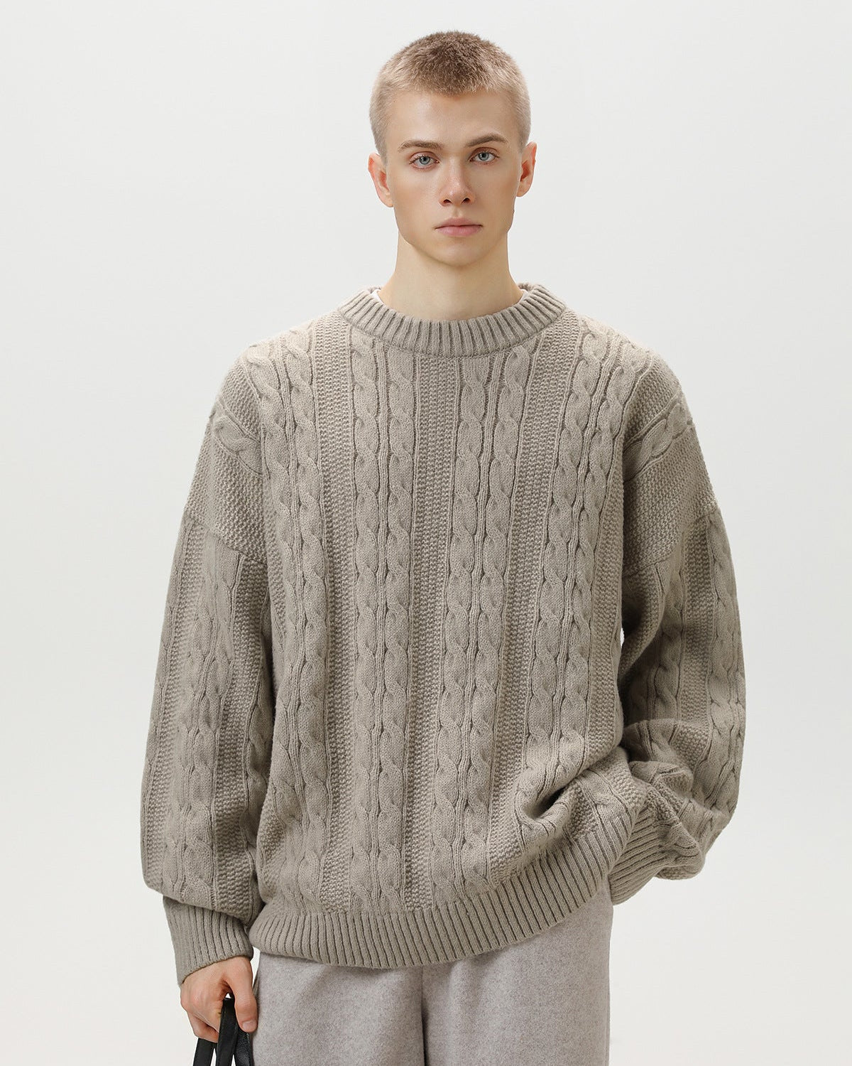 Men’s Cable Knit Sweater – Classic Warm Jumper