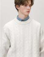 Men’s Cable Knit Sweater – Classic Warm Jumper