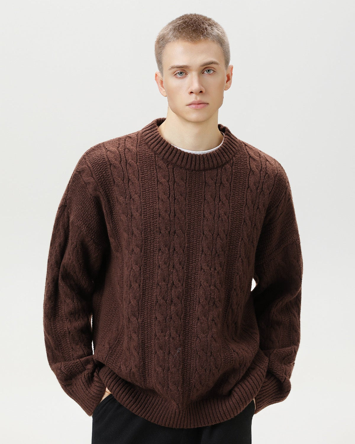 Men’s Cable Knit Sweater – Classic Warm Jumper