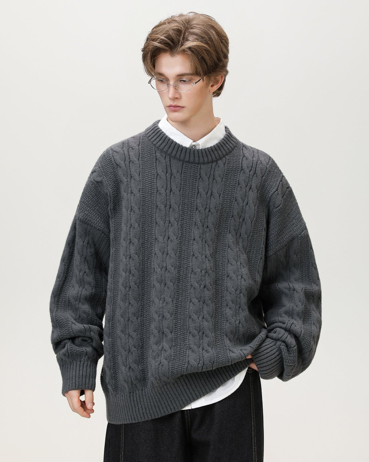Men’s Cable Knit Sweater – Classic Warm Jumper