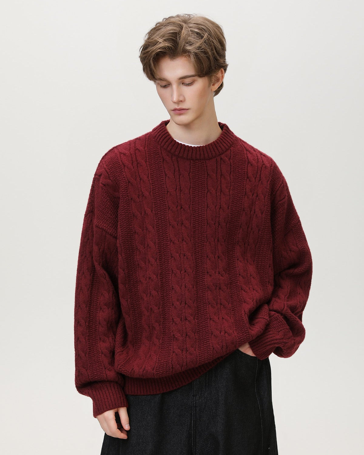 Men’s Cable Knit Sweater – Classic Warm Jumper