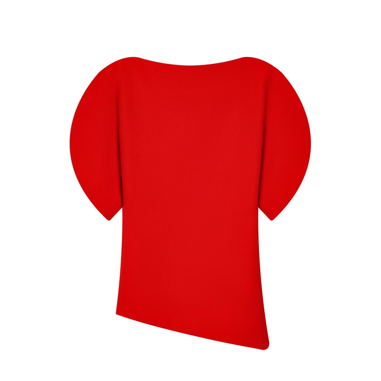 Asymmetric Top Black Puff Sleeve Short Sleeve Essential