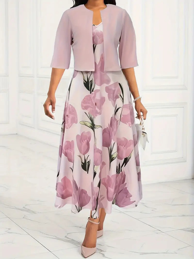 Women’s Floral Matching Maxi Set Dress