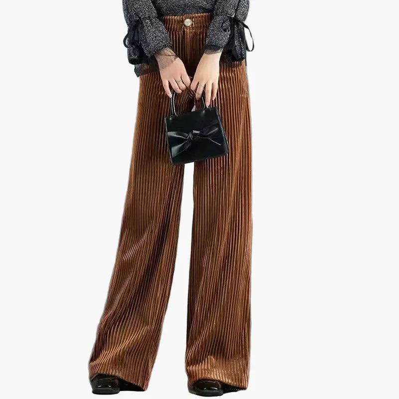 Amelia | Women's Corduroy Flared Trousers – Elegant Wide Leg Workwear