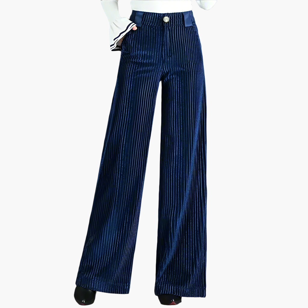 Amelia | Women's Corduroy Flared Trousers – Elegant Wide Leg Workwear